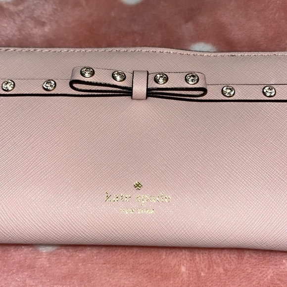 Kate Spade Laurel Way Jeweled Bow Leather Wallet in Pink NWOT - Picture 8 of 9